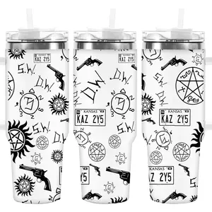HACOOL SHOP 40oz Supernatural Themed Stainless Steel Water Bottle Durable Insulated Travel Tumbler with Straw Hole for Christmas Thanksgiving Spring Festival Gift