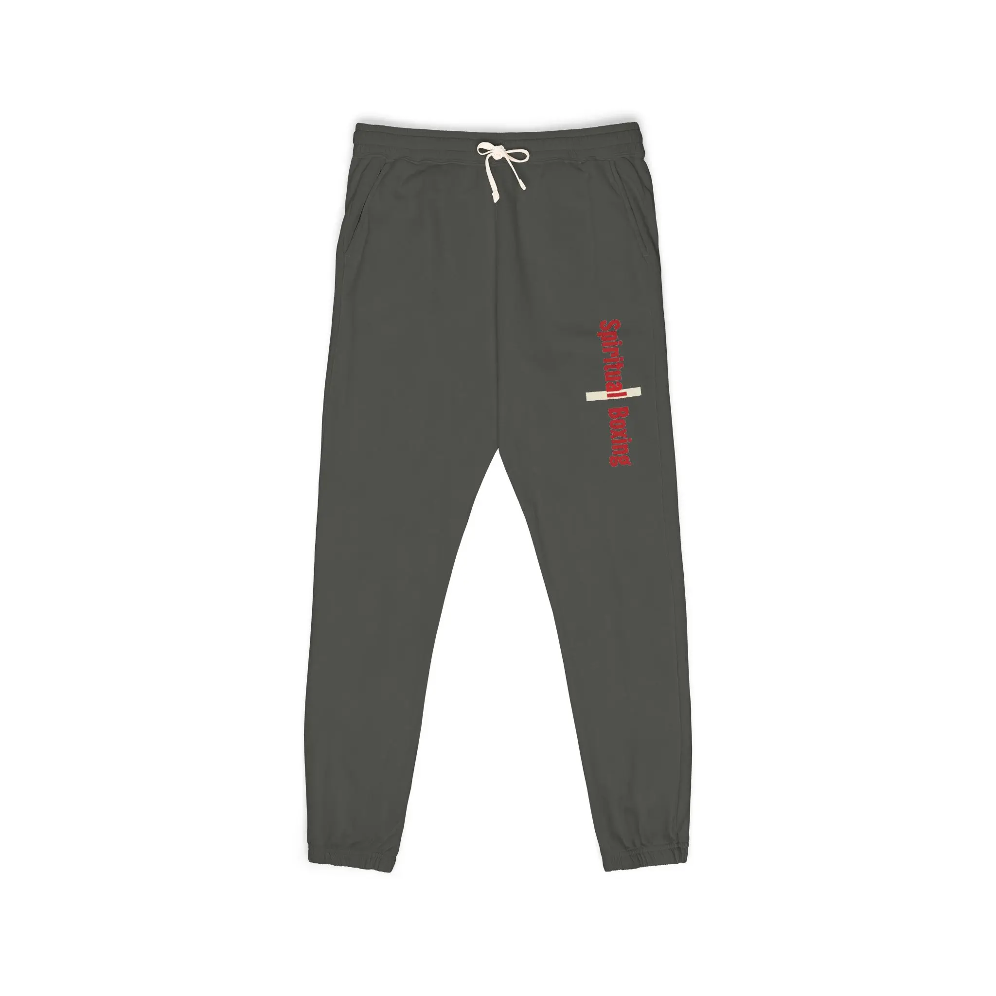 Crossside Script Sweatpants — Cozy Fleece Joggers with Red Script Cross Design