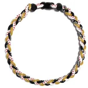 3 Rope Braid Tornado Energy Twist Necklace Vegas Gold Black White Baseball Stitch