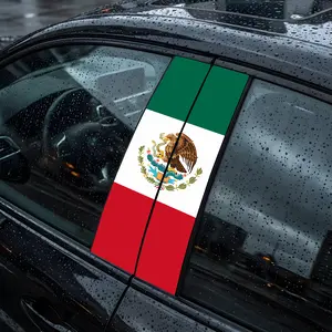 1 Pair Mexico Flag Car B-Pillar Sticker Decal Personalized Waterproof Vinyl Decoration Car Door Trim Sticker Long-Lasting Auto Accessory Stylish Car Merch