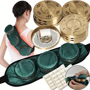 Moxibustion Set, Portable Copper Box for Home Use, Complete with Cloth Cover And Copper Box, 54 Strips And 3pcs Copper Box And 1pc Cloth Cover, Portable Box for Home Use, Preferred Gift for Holidays., Traditional Remedy, Wellness, Handheld