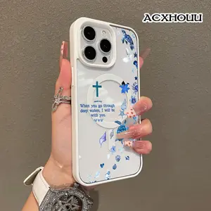 Trendy Magnetic Case for iPhone11/12/13/14/15/16/promax Crucifixion Scriptures MagSafe Ready, Ultra Thin & Shockproof | Cute Pick for Girls