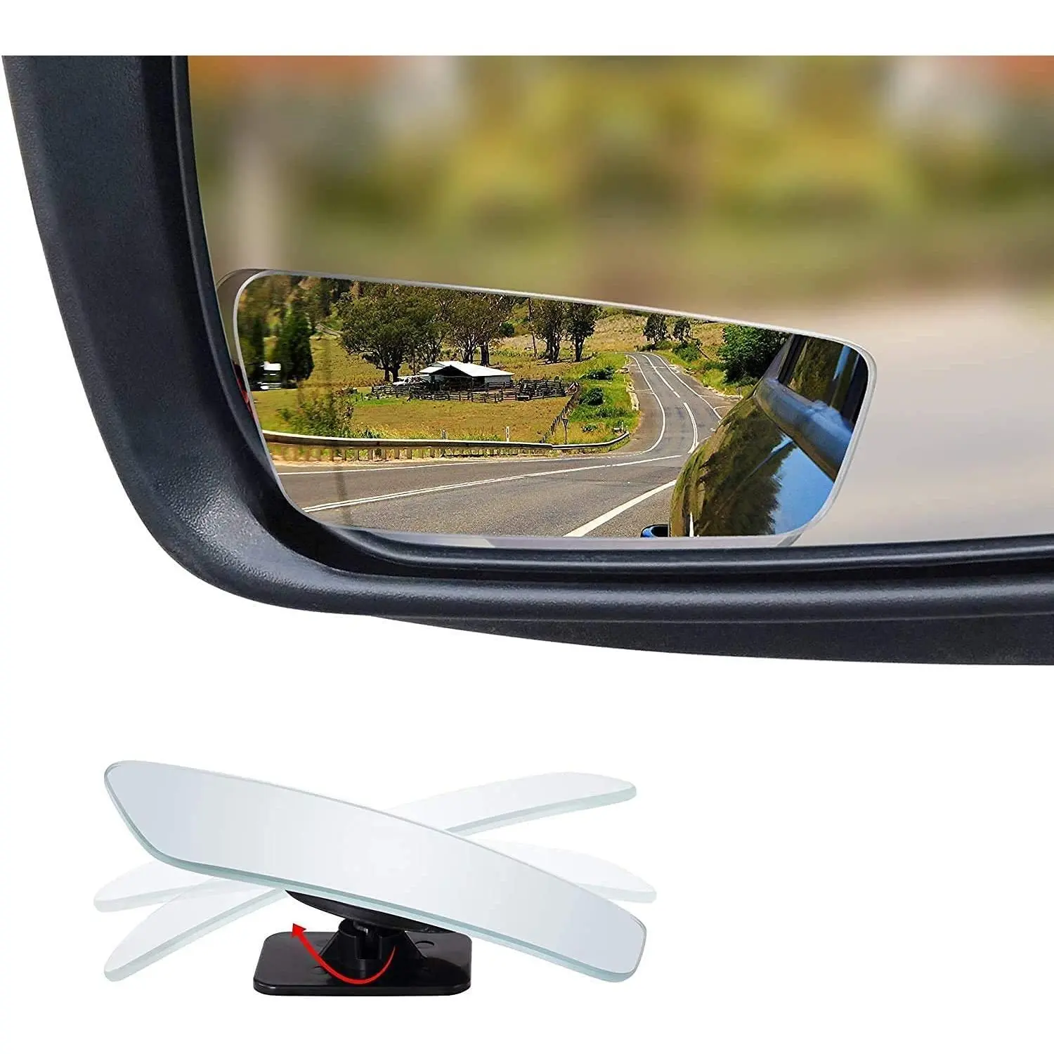 Verivue 3.5-inch Rectangular Blind Spot Mirrors For Cars  Universal Fit Hd Convex Wide Angle Stick-on Frameless Design Adjustable Blindspot Mirror Car Side 2-pack