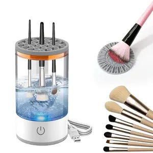 Electric Makeup Brush Cleaner, Automatic Brush Cleaning Machine, USB Charging Makeup Brush Cleaning Tool with Universal Silicone Cap, Daily Use Cosmetic Tool for Women, Portable for Travel & Home Use