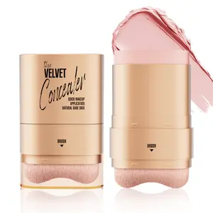 4-Color Dual-Ended Eraser Foundation Stick, 2-in-1 Long-Lasting Foundation and Concealer with Brush, Hol a Style Korean Concealer and Highlighter for Acne Marks and Nose Contour, Hydrating Formula for Flawless Finish, Versatile Daily Tool and Perfect Gift