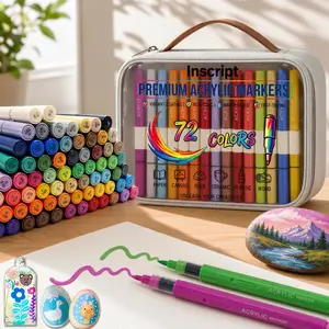 72/60/48/36/24 Acrylic Paint Markers Set, Soft Brush Tip Acrylic Paint Pens，children's DIY acrylic painting pen,Rock, Glass, Canvas, Stone, Fabric, Metal and Ceramic DIY Crafts,school use, classroom supplies, back-to-school season supplies gift