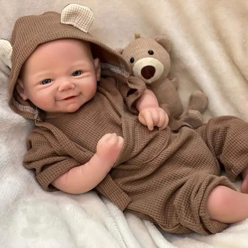 Otarddolls 42CM Full Body Solid Silicone Soft Reborn Baby Girl Doll Vivienne - Painted Bald, 3D Painted Skin, Waterproof, Flexible Handmade Newborn Baby Doll Toy for Halloween, Christmas Gifts, Soft Dolls