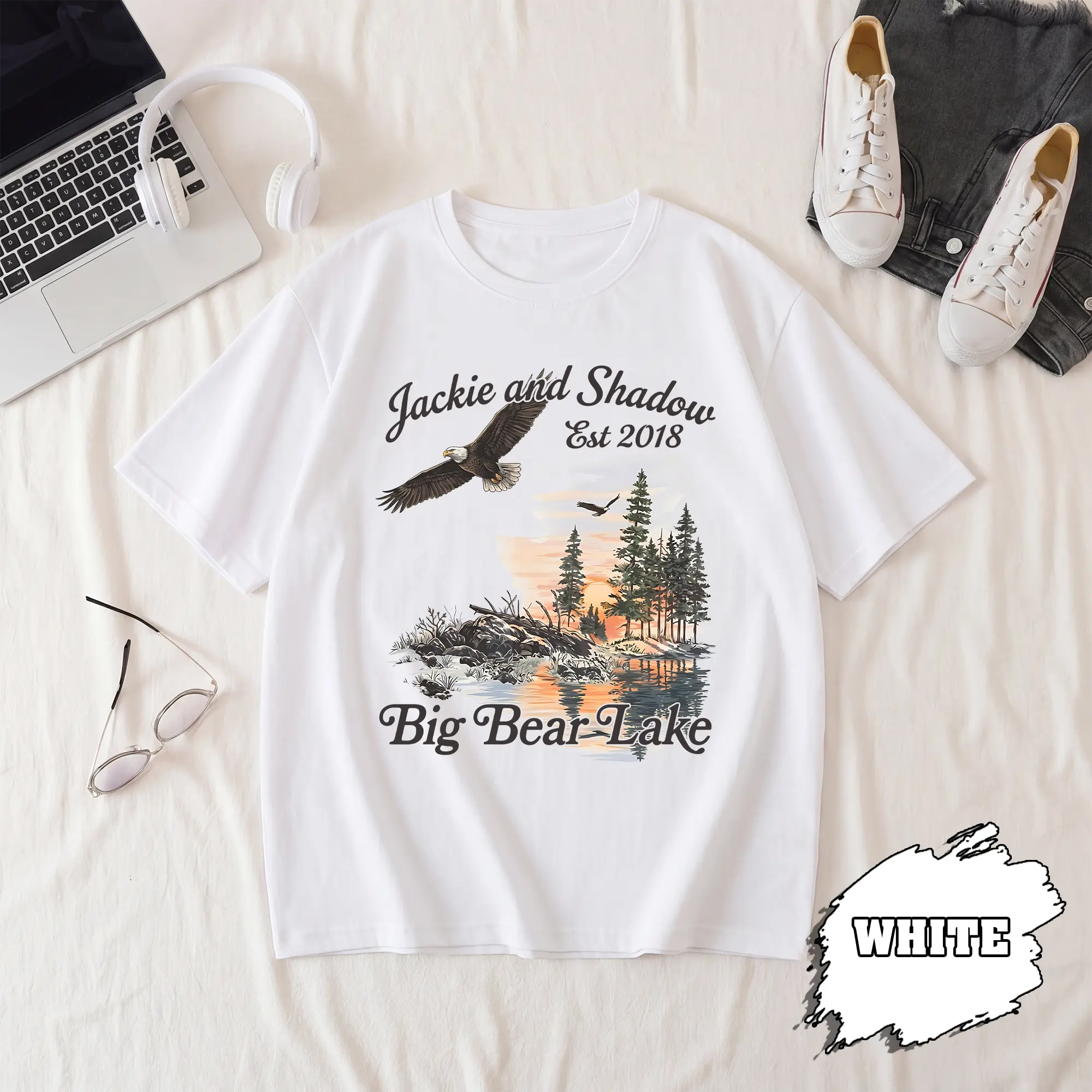 Jackie and Shadow Eagles Unisex Tee, Big Bear Lake Bald Eagles T-Shirt