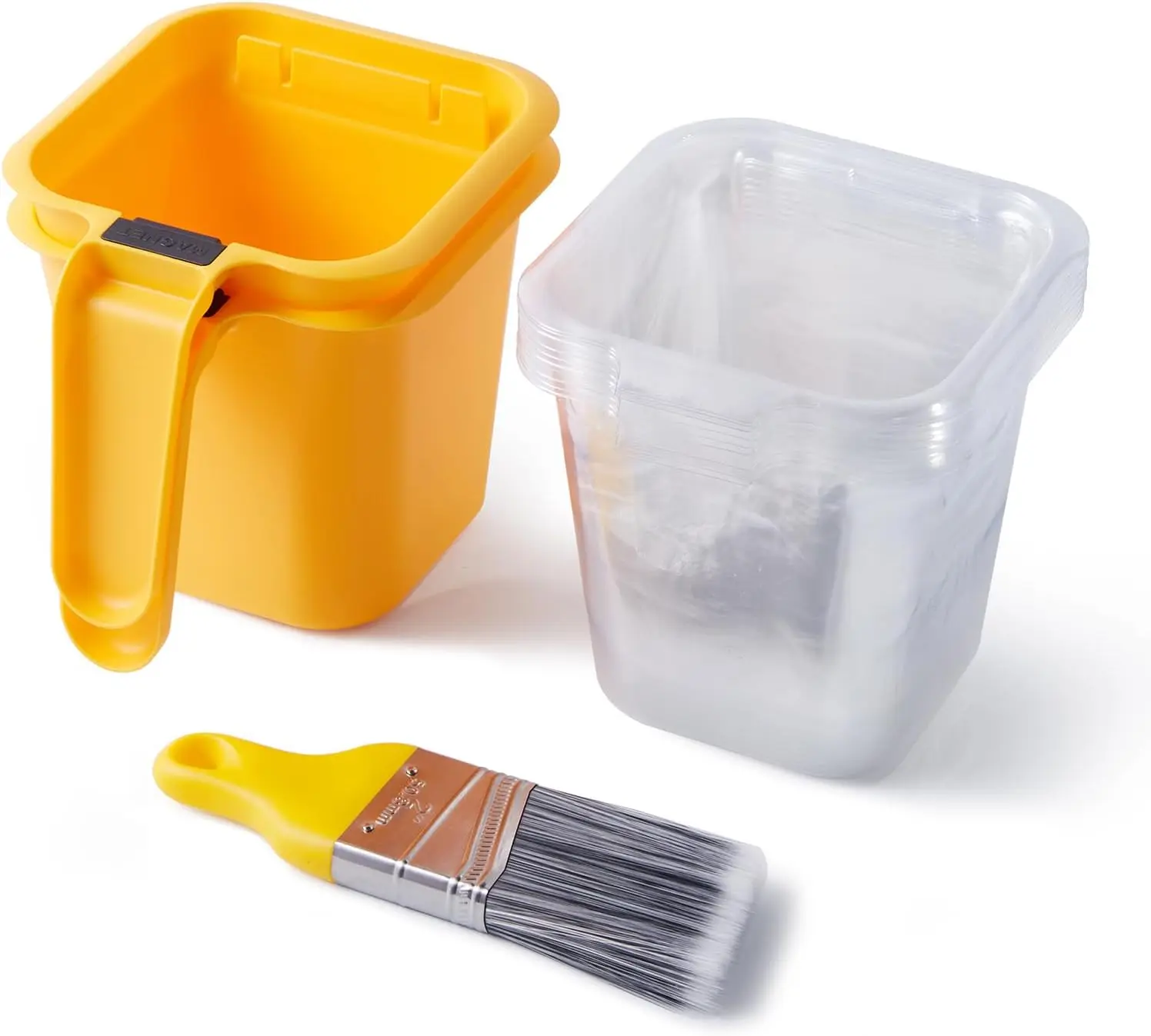 13Pc Paint Cup Set – 16 oz Small Bucket with Disposable Liners, Brush & Trim Tool, Perfect for Touch-Ups, Repairs, and Detail Finishing Work