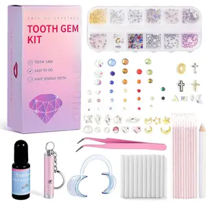 XIHONG Tooth Gem Kit, DIY Crystals Jewelry Kit, 374 PCS Gem 26 Shapes Professional Cool Tooth Gems, Safe and Easy to Get Started