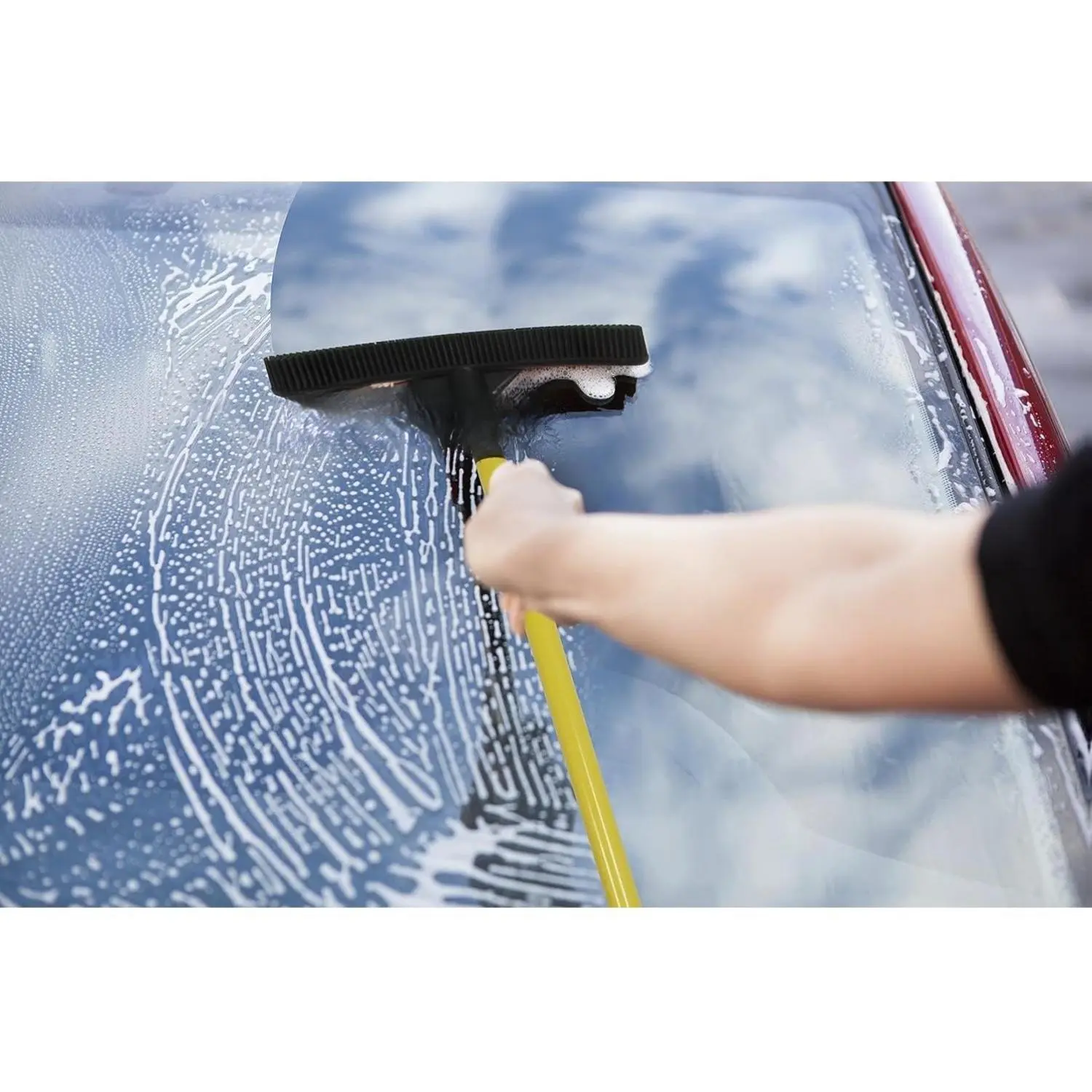 FURemover Original Pet Hair Rubber Broom with Squeegee, with 58" Telescopic Handle for Carpet, Tile and Hardwood