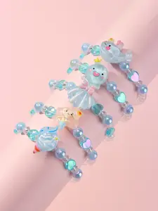 5pcs/set Multicolor Acrylic Ocean Animal Beaded Bracelet Set, Perfect Gift for Girls, Party, Birthday, Daily Wear, Casual Style