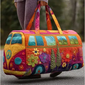 Vintage Quilted Patchwork Overnight Travel Bag, Large Capacity Weekend Duffel Handbag for Short Trips, Gym & Travel