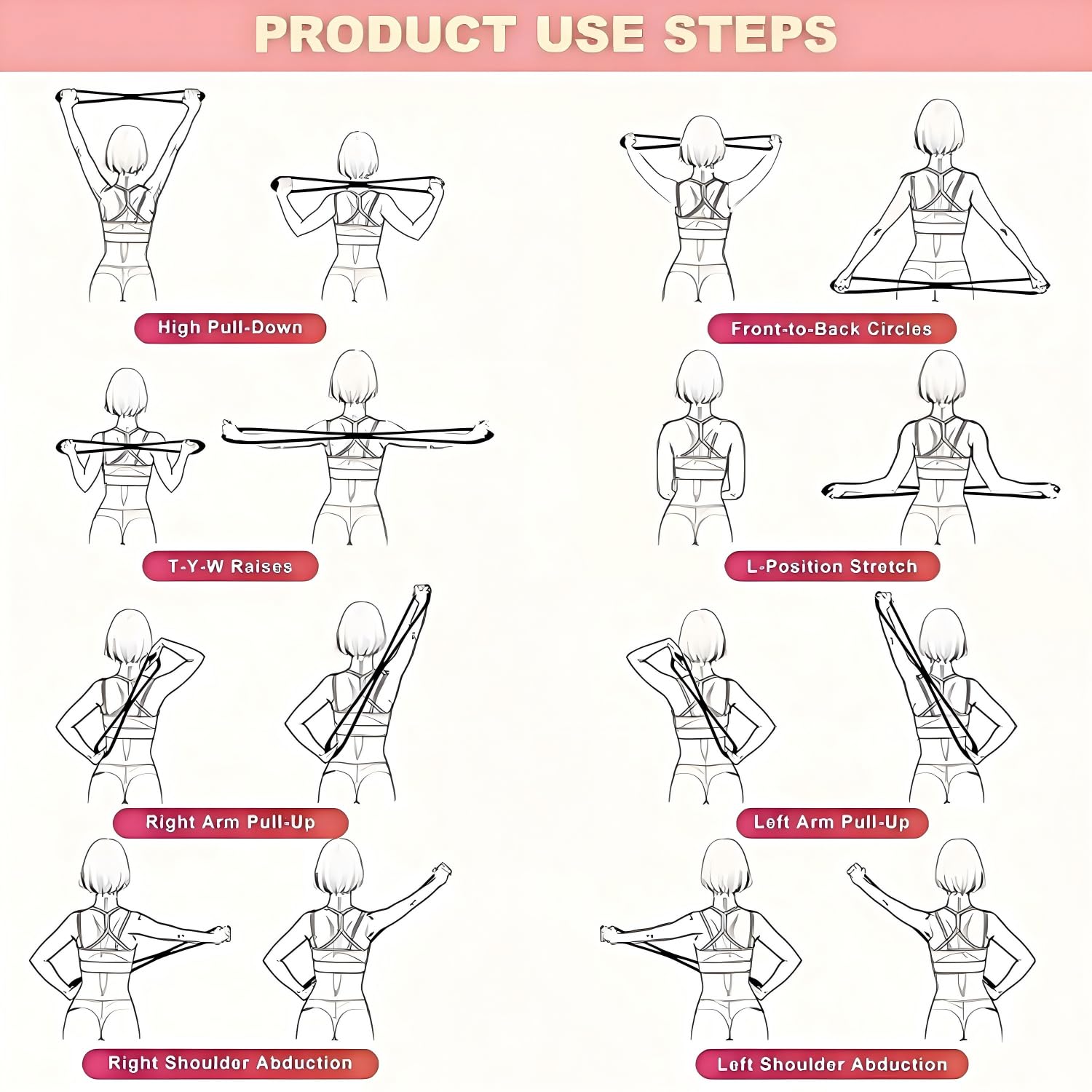 Resistance Bands Figure 8 Exercise Bands for Women 8 Shaped TPE Material for Arms Chest Expander Yoga Gym Fitness Muscle Training Equipment Stretching Gear Latex Free Elastic