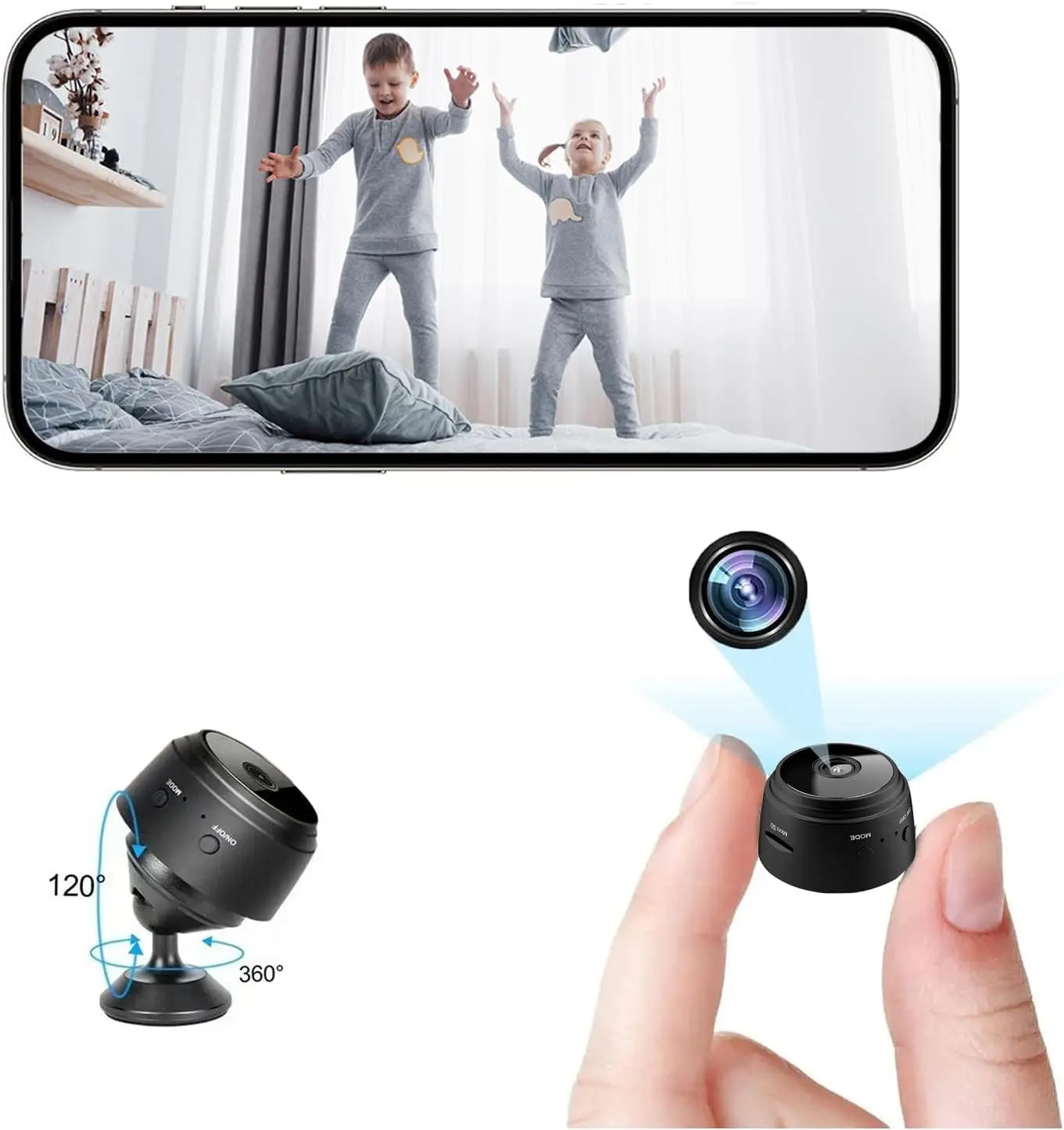 1080P Mini WiFi Security Camera - Indoor Wireless Nanny Cam with Night Vision, Smartphone & Tablet Compatible (Video Only) for Home Baby Monitoring