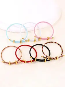 7pcs/set 3D Hard Bracelet Cord Set, Simple DIY Adjustable Multicolor Wristbands, Fashionable Unisex Steel Wire Rope Jewelry Kit