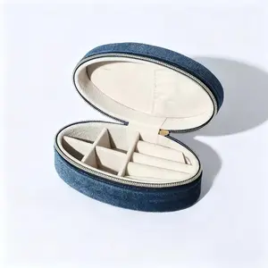 Elegant Oval Mini Jewelry Box, Multi-Functional Portable Earring Necklace Organizer, Compact Storage Solution for Accessories