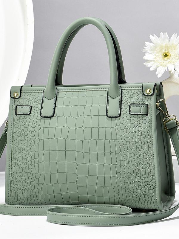 Women's Fashionable Crocodile Embossed Handbag, Large Capacity Shoulder Crossbody Bag, Stylish Handbag for Everyday Use, Fashionable Purse Handbag