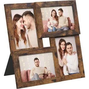 Collage Picture Frames, 4x6 for Wall Decor, Multi Family Photo for Gallery Decor, Hanging Display, Set of 4, Rustic Brown URPF025X01