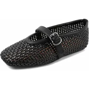 vivianly Mesh Ballet Flats Shoes for Women Flats Comfortable Dressy Round Toe Mesh Flats Fishnet Mary Jane Flats for Events Party Leisure