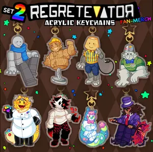 SERIES 2 REGRETEVATOR - Keychains: Wallter, Mark, Lampert, Spud, Dr. Retro, Folly, Pilby, Mach, Regretevator Characters Charm, Perfect Keychain For Bag, Key, Gift