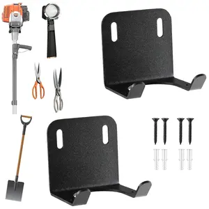 2pcs Heavy Duty Wall Mount Hooks For Coffee Holder, Garden, Garage & Yard Tools - Storage Hanger For Lawn Mower, Trimmer, Blower, Vacuum & Coffee Portafilter, Multi-Purpose Metal Organizer Rack