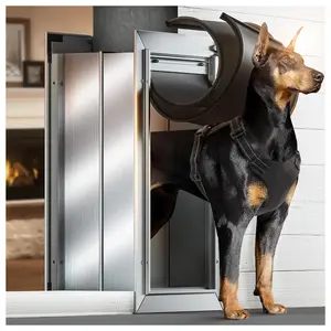 Dog Door for Wall, Large Doggie Door, Heavy Duty Pet Door with All Aluminum, 2 Magnetic Flaps, Wide Telescoping Tunnel, Sliding Lock Panel Doggy Door for Exterior Wall (Pets Up to 110 LB)