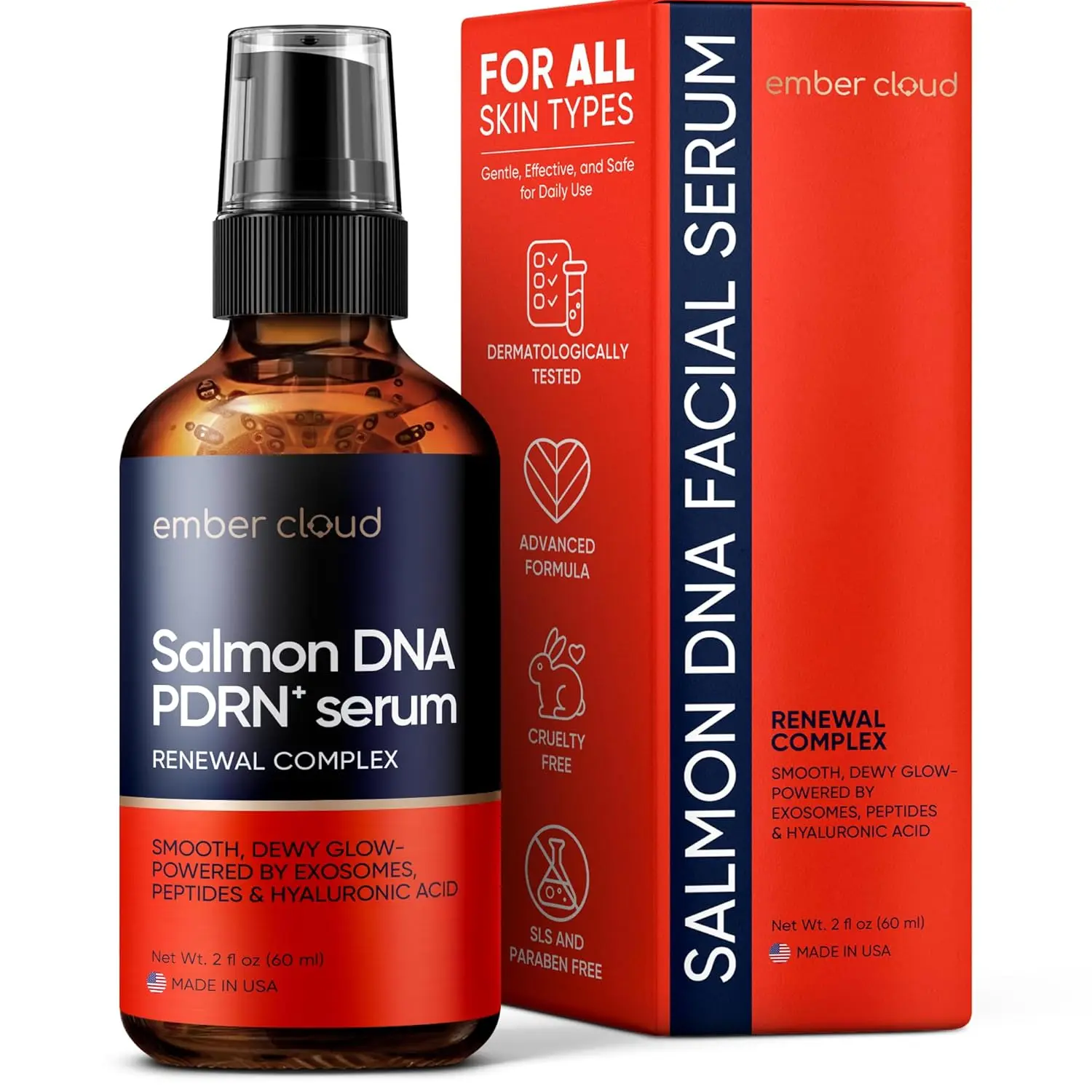 NEW Salmon DNA PDRN Serum | Ember Cloud| For Face with Exosomes, Peptides, Hyaluronic Acid - Anti-Aging Serum