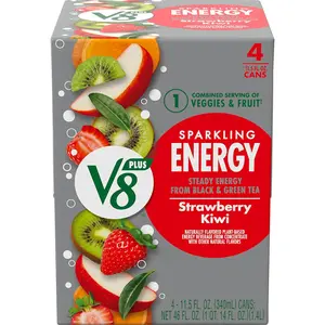 Sparkling Strawberry Kiwi Energy Drink Fruit Juice Energy Beverage 11.5oz Cans 4 Pack