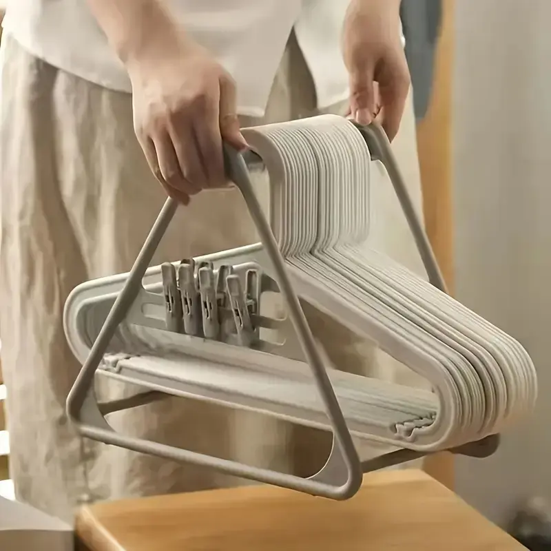 Multi-Functional Triangle Clothes Hanger Storage Rack, Space Saving Organizer for Home and Dorm, Clothes Hanger Organizers, Durable Plastic Practical Shelf, Multifunctional Hanger
