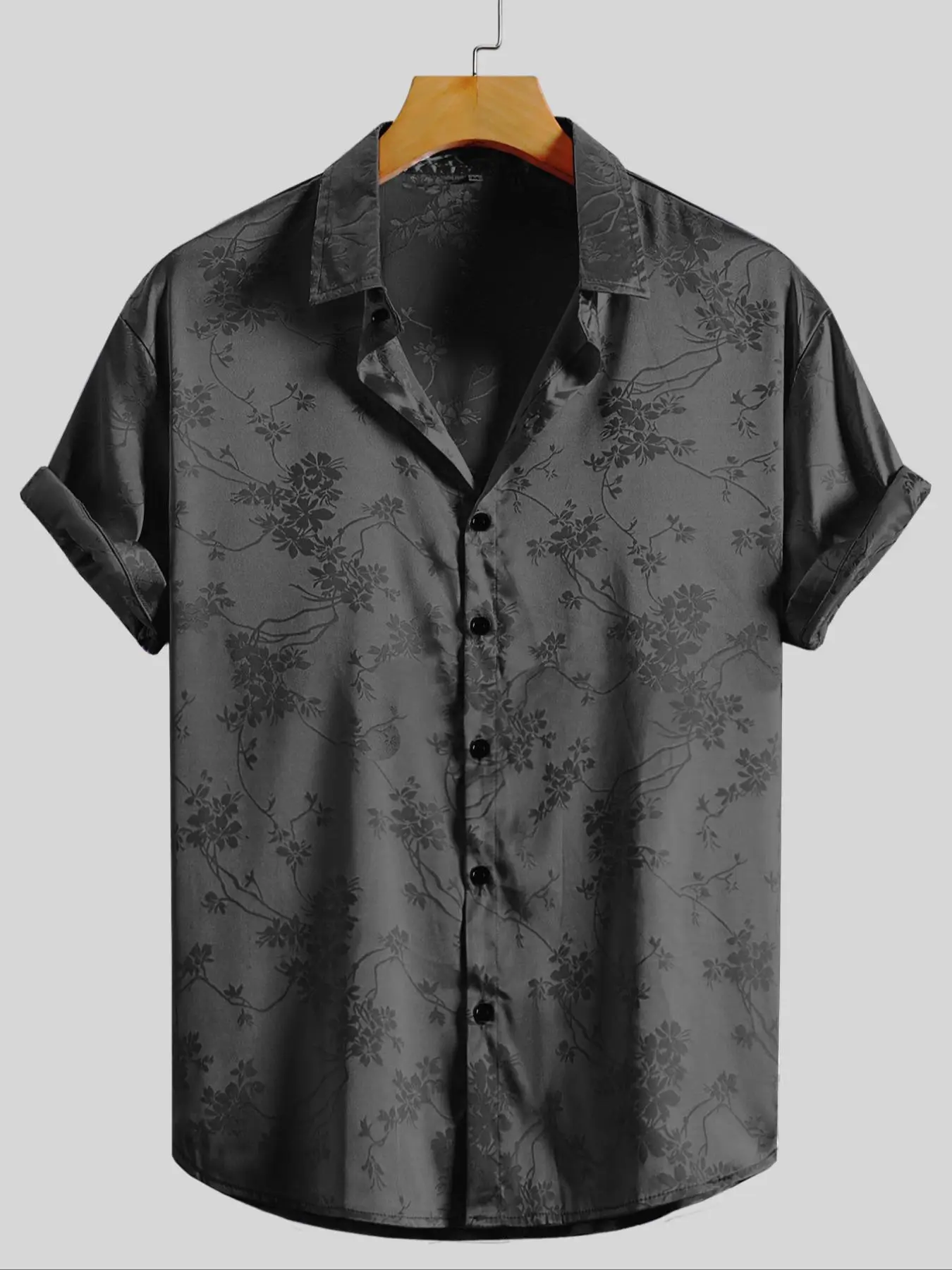 Men's Ditsy Floral Print Button Front Shirt, Regular Fit Short Sleeve Collar Shirt for Summer, Casual Men's Clothes for Beach Vacation