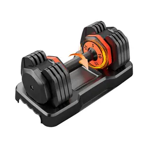 25 lbs Adjustable Dumbbell, Fast Adjust Weight Dumbbell with Anti-Slip Turning Handle for Men Women, Black Dumbbell with Tray for Home Gym Full Body Workout Fitness