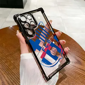 Football B-Barca Protective Phone Case Compatible with Samsung Galaxy S25, S24, S23, S22 FE Ultra Plus 4G/5G - Shockproof Protection Transparent Soft Back Cover Casing