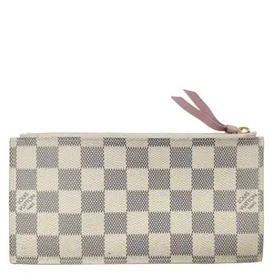 Pre-owned Louis Vuitton Damier Azur Clutches & Wristlets Felicie Insert Zip Pouch Rose Ballerine