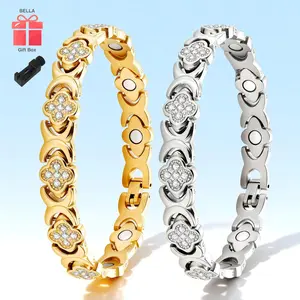 BELLA  Copper Bracelets for Women, UltraStrength Magnetic Bracelet with 3800 GaussMagnets & Sparkling Cubic Zirconia,Adjustable,charm bracelet Rhinestone DecoratedBangle