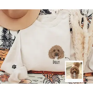 Custom EMBROIDERED Pet Sweatshirt, Custom Dog Portrait, Dog Sweatshirt, Pet Face Shirt K