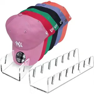 Hat Organizer for Baseball Caps, 2 Pcs No-Install Acrylic Hat Stand for 14 Baseball Caps, Hat Racks for Caps Display & Organization, Hat Holder for Bedroom, Closet, Dresser, Office