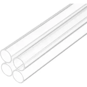 14" Clear Plastic Rigid Pipe 10mm ID x 12mm OD (3/8" ID x 1/2" OD) Acrylic Round Tubing, [for Plumbing, Hydraulics, Aquarium] - 4Pcs