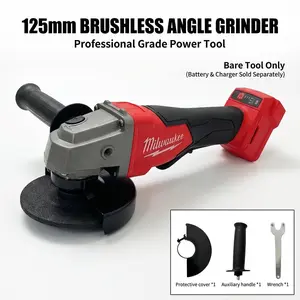 Milwaukee 18V Brushless 125mm cordless Angle Grinder Featuring 8500 RPM Variable Speed and 33mm Cutting Depth, Professional M14 Spindle Power Tool for Metal Grinding and Heavy Duty Concrete Cutting Tasks in Construction Sites