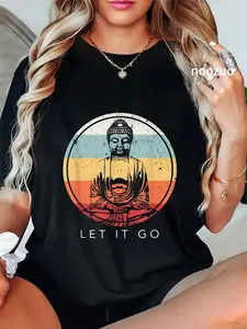 100% Cotton Unisex Let It Go Buddha MeditationT-Shirt Vintage Zen Buddhist Gift T-Shirt