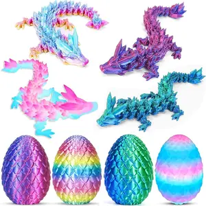 4-pack 3D printed dragon eggs, containing dragons, pre-filled Easter eggs with children's toys, 3D printed crystal dragon animals, Easter basket fillers and essentials, dragon-shaped gifts suitable for boys and girls