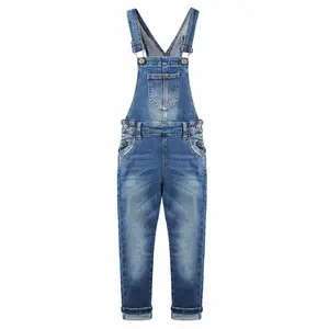 KIDSCOOL SPACE Girls Denim Overalls,Stretchy Jean Dungarees Pants