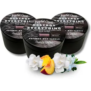 Destroy Everything  Candle to Cut Ties, Remove hexes and Bad luck | Energy cleansing | Soy Candles Non  | Sage Candle | Cleanse Your  & Calm, Soo, Restore  & Mind (Set  3)