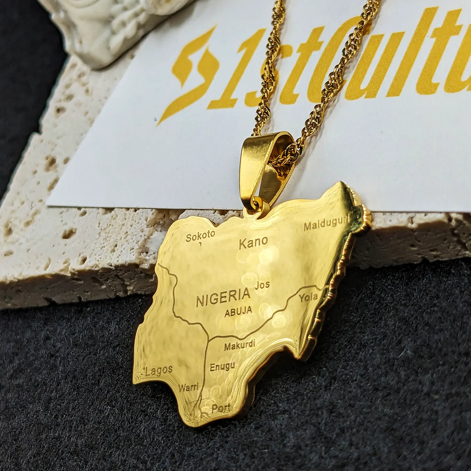 Nigeria Map Necklace - Flag Men Women Pendant Jewelry Bracelet
