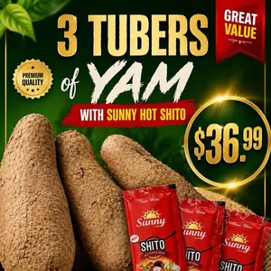 Ghana puna yam  3 pieces + Free kpakpo shito green sauce all for $36.99 only. Spicy Dip Spicy Blend