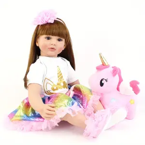 GUESSBELLY 24inch 60cm Lifelike Reborn Toddler Doll Girl Alive Princess Baby Reborn Toy with Cloth Body Lovely Birthday Gift