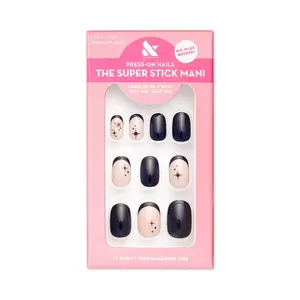 Olive & June Super Stick Mani Round Extra Short Press-On Tabs, Blue, Midnight Mixed, 32 Pieces