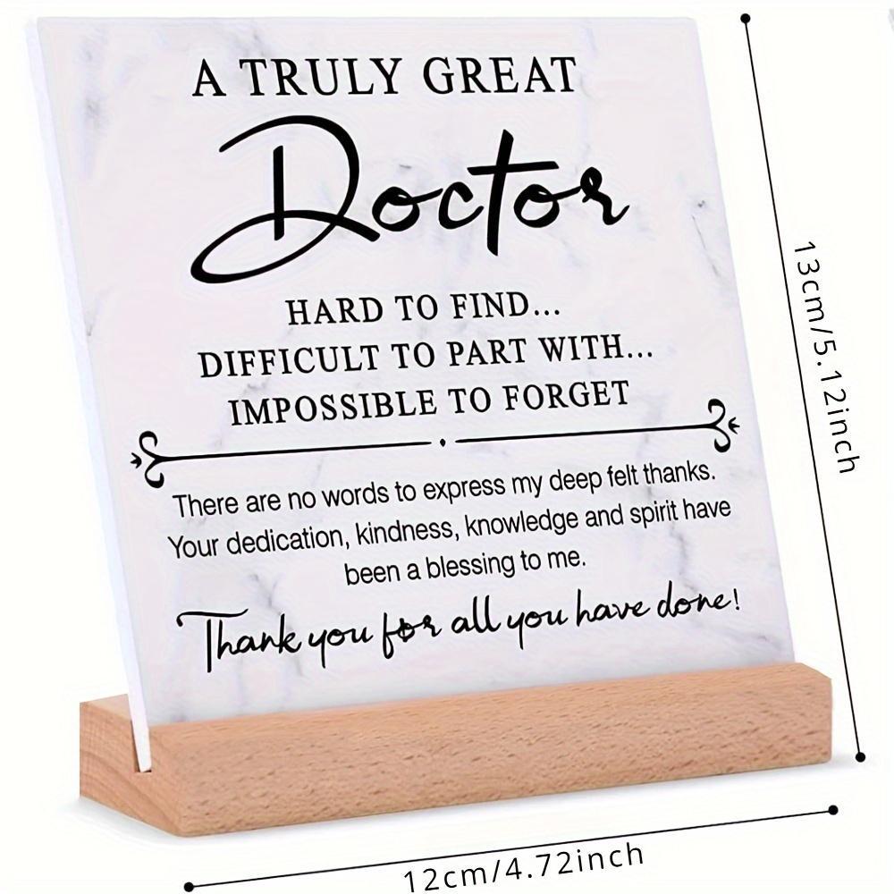 A Truly Great Doctor Acrylic Desk Plaque with Wooden Base, Thank You Gift for Doctor, Appreciation Keepsake for Medical Staff, Home Office Clinic Decor