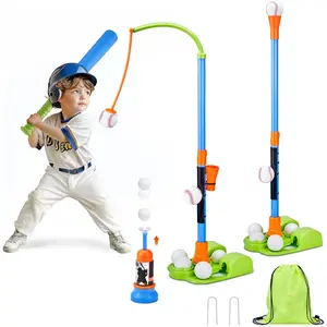 3-in-1 T Ball Sets for Kids 3-5, Toddler Baseball Set with Tee Ball Stand, Hanging Tee, Auto Launcher, and 6 Softballs, Adjustable Height Indoor/Outdoors Sports Toys Gifts for Boys Girls outdoor fun