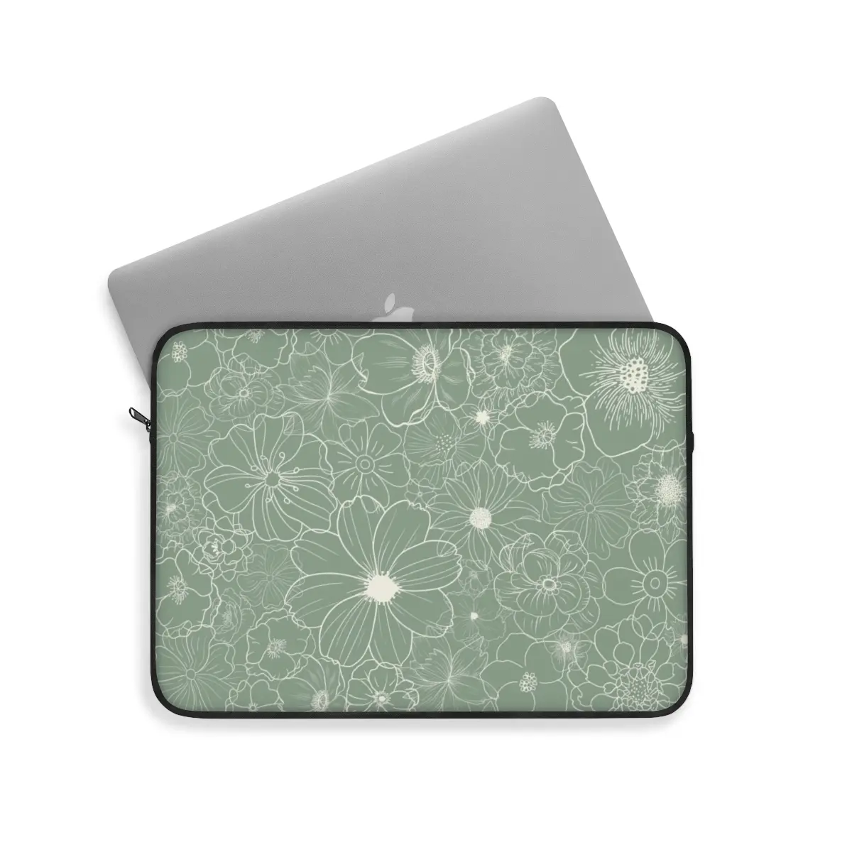 Sage Green flower Laptop Sleeve, floral Lap top cover, macbook cases, College Supplies, back to school gift